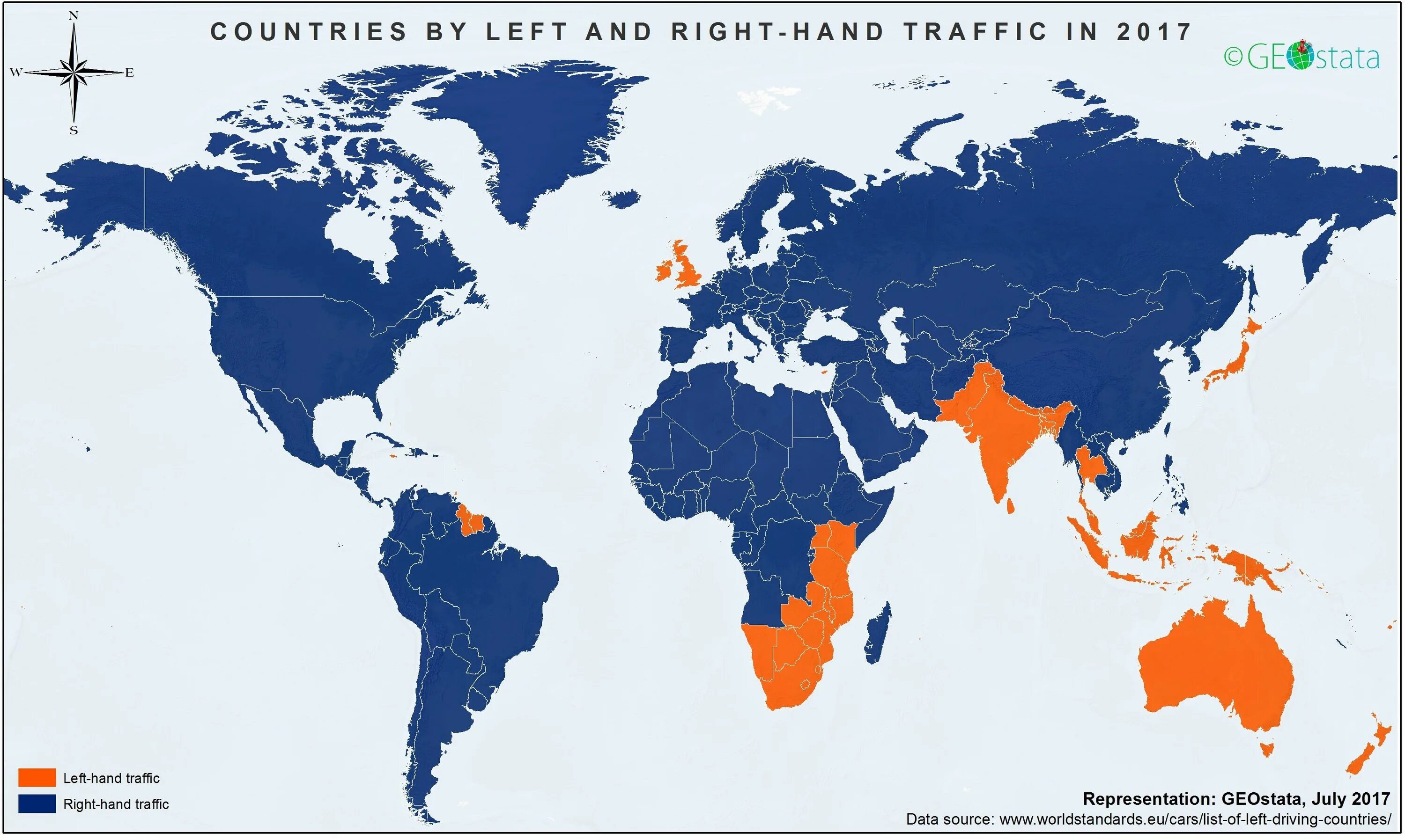 Карта левостороннего и правостороннего движения в мире. Государства с левосторонним движением. Страны с правосторонним движением.