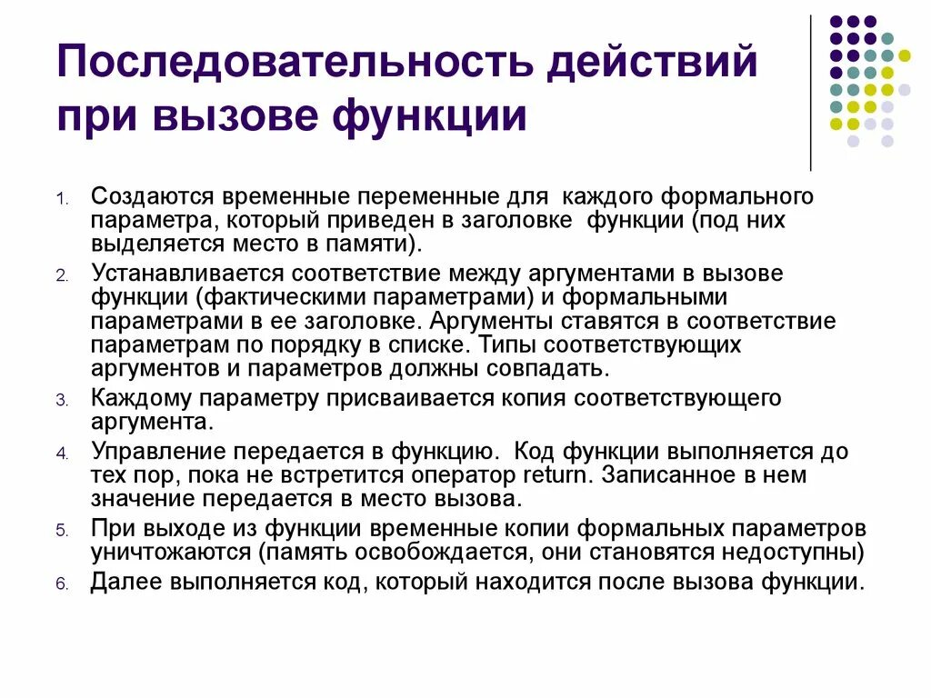 Последовательность вызова функций