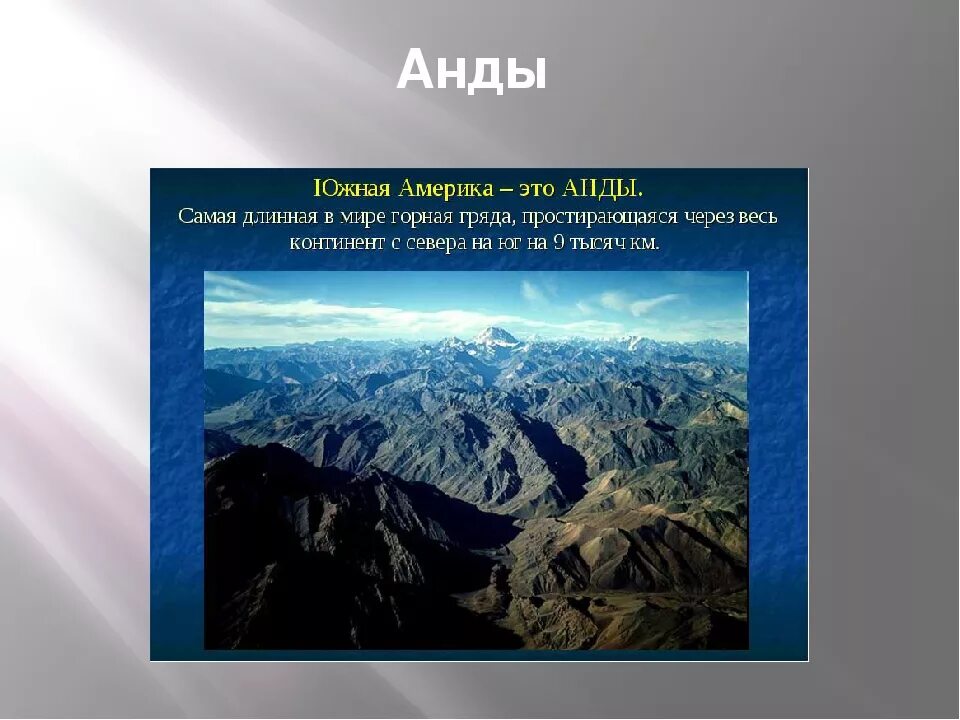 Местоположение анд. Местоположение анд