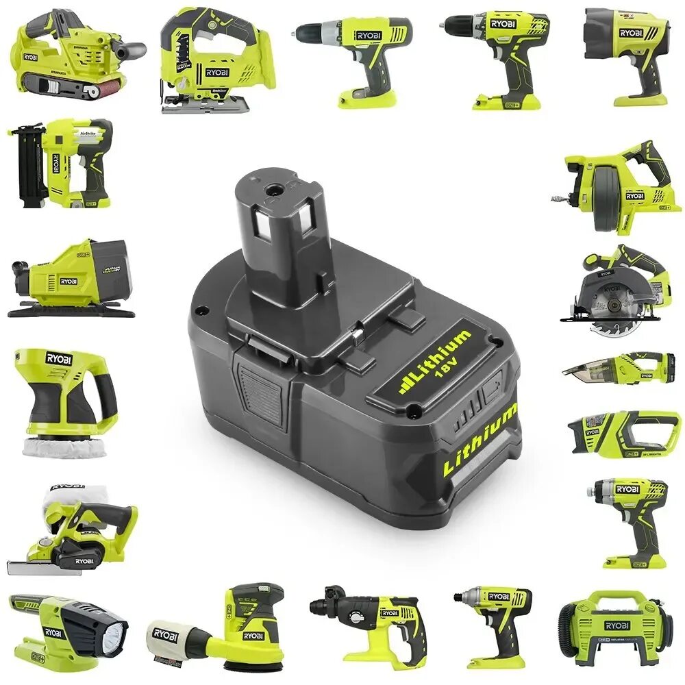 Аккумуляторная система инструмента. Ryobi p118b. линейка аккумуляторного инструмента ryobi 18v. шуруповёрт аккумуляторный ryobi 18в. ryobi rb18l50.