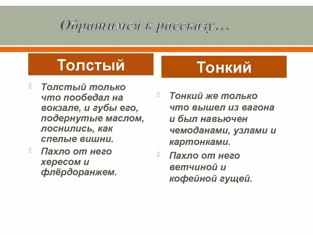 Характеристика персонажей толстый и тонкий 6 класс. Сравнительная характеристика героев рассказа толстый и тонкий Чехов. Описание Толстого и тонкого из рассказа. Сравнительная характеристика Толстого и тонкого из рассказа. Качество характера толстого