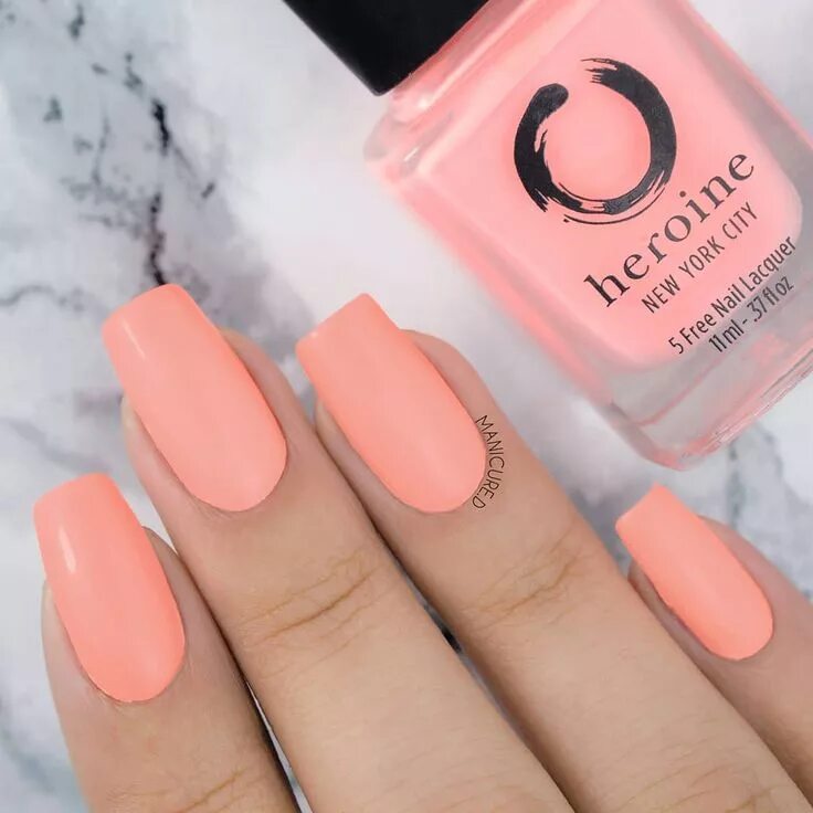 Маникюр на короткие ногти персиковый цвет neon peach nails @naildecor (floss gloss- pony + colour club- hot hot hot pants)