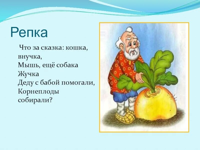 Загадка про сказку репка