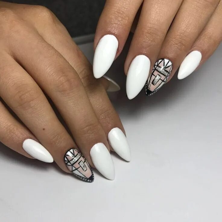 White nails Swarovski crystals Swarovski nails Mermaid Crome Stiletto nails Swar