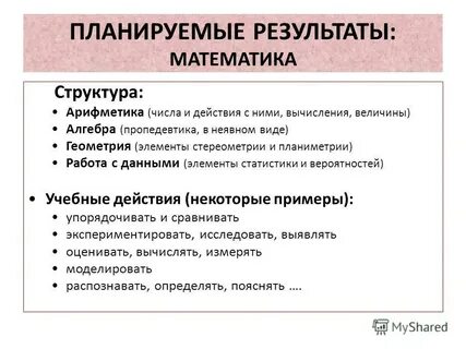 Планируемые результаты по математике