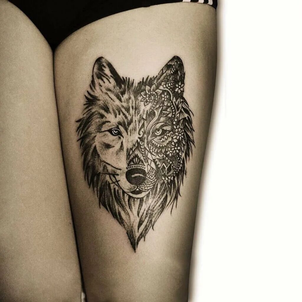 Тату волк для девушки. Тату волк для девушки. Тату волк для девушки. Тату волк с лотосом. Тату волк на плече женские.