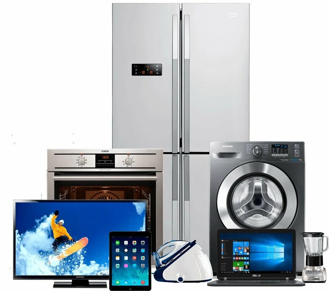 Крупная и мелкая бытовая техника. Бытовой техники телевизор. Холодильник с телевизором.