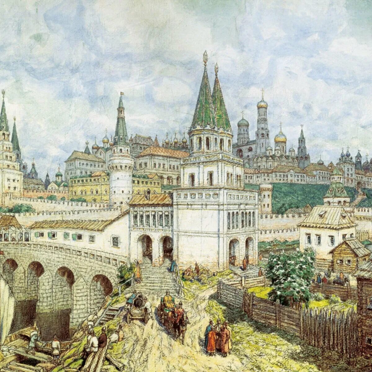 Каким был первый московский кремль. Расцвет Кремля Всехсвятский мост и Кремль в конце 17 века.