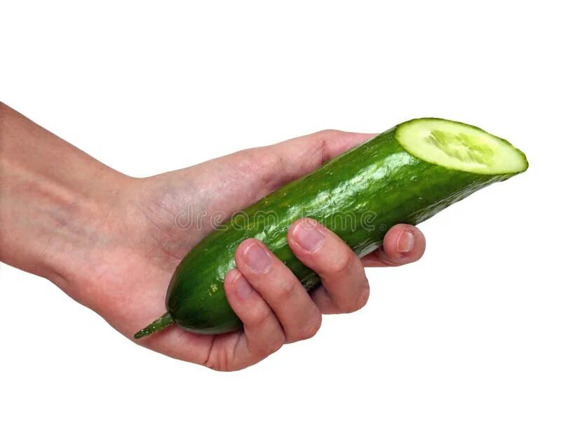 Beautiful Young Woman Eating an Vegetables. Selection, Small or Big Cucumber Sto