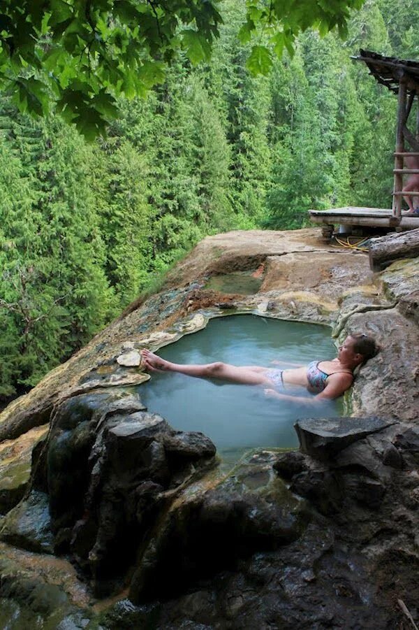 Man hot spring travel