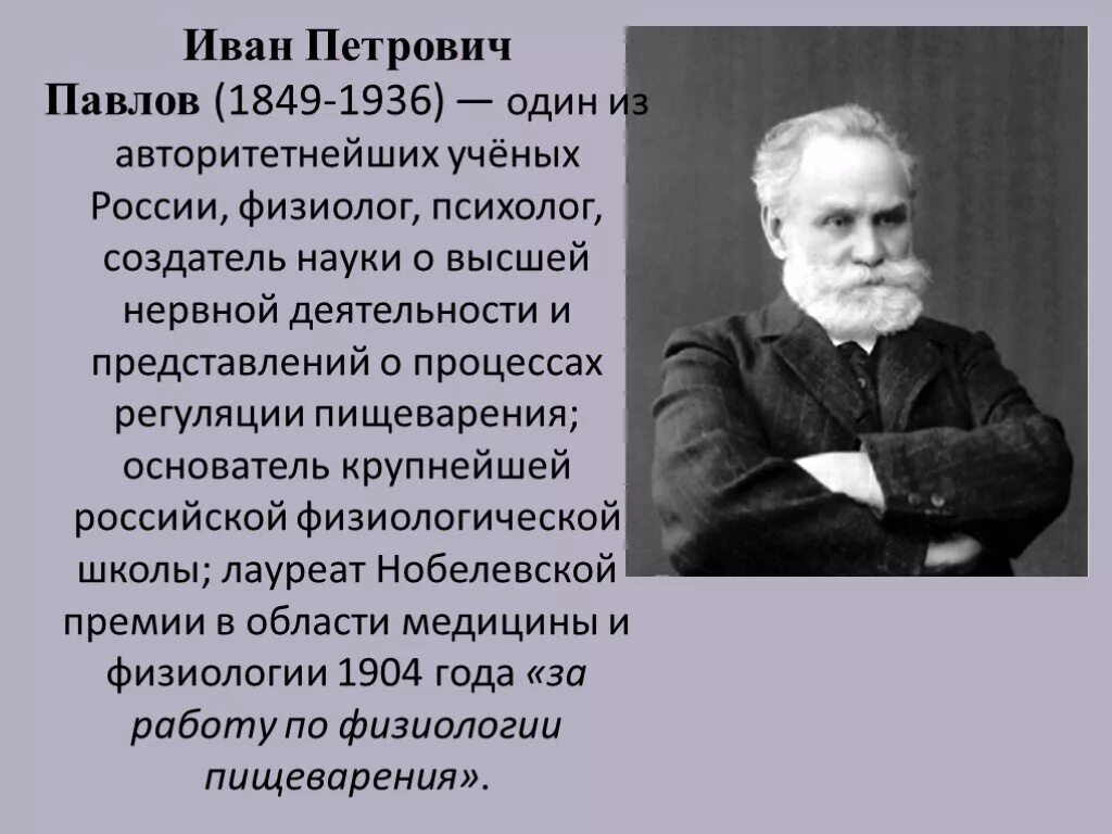 Физиолог россии. Ивана Петровича Павлова(1849 – 1936).