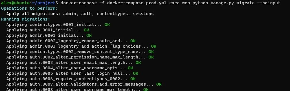 Docker exec bin bash. OC exec user. Как проще всего развернуть Django-проект через docker.