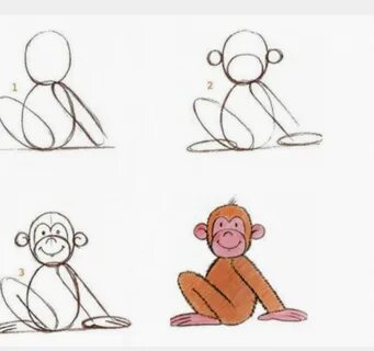 Как нарисовать обезьяну для детей пошагово - Рисуем мультяшную обезьянку поэтапн