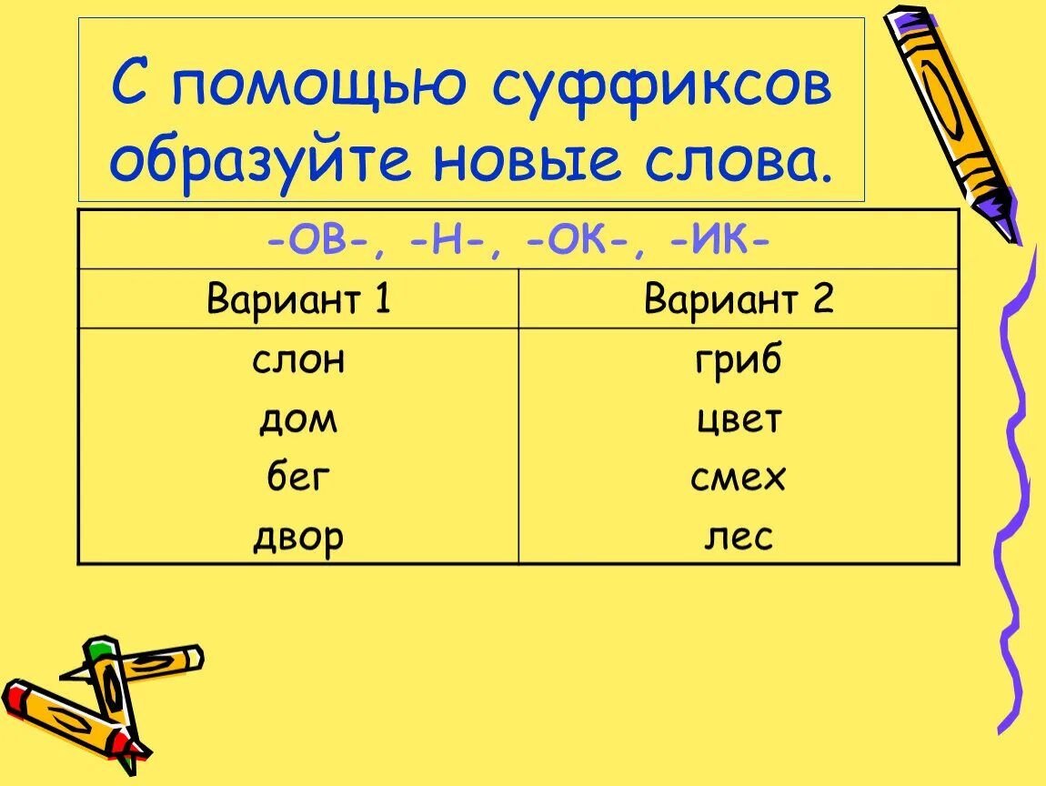 Составить слова используя суффиксы. Образуй слова с помощью суффиксов. Образовать новые слова с помощью суффиксов. Образовать слова с суффиксами. Слова с суффиксом к.