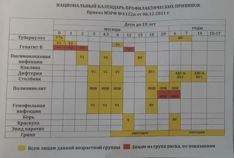 Календарь прививок группы риска