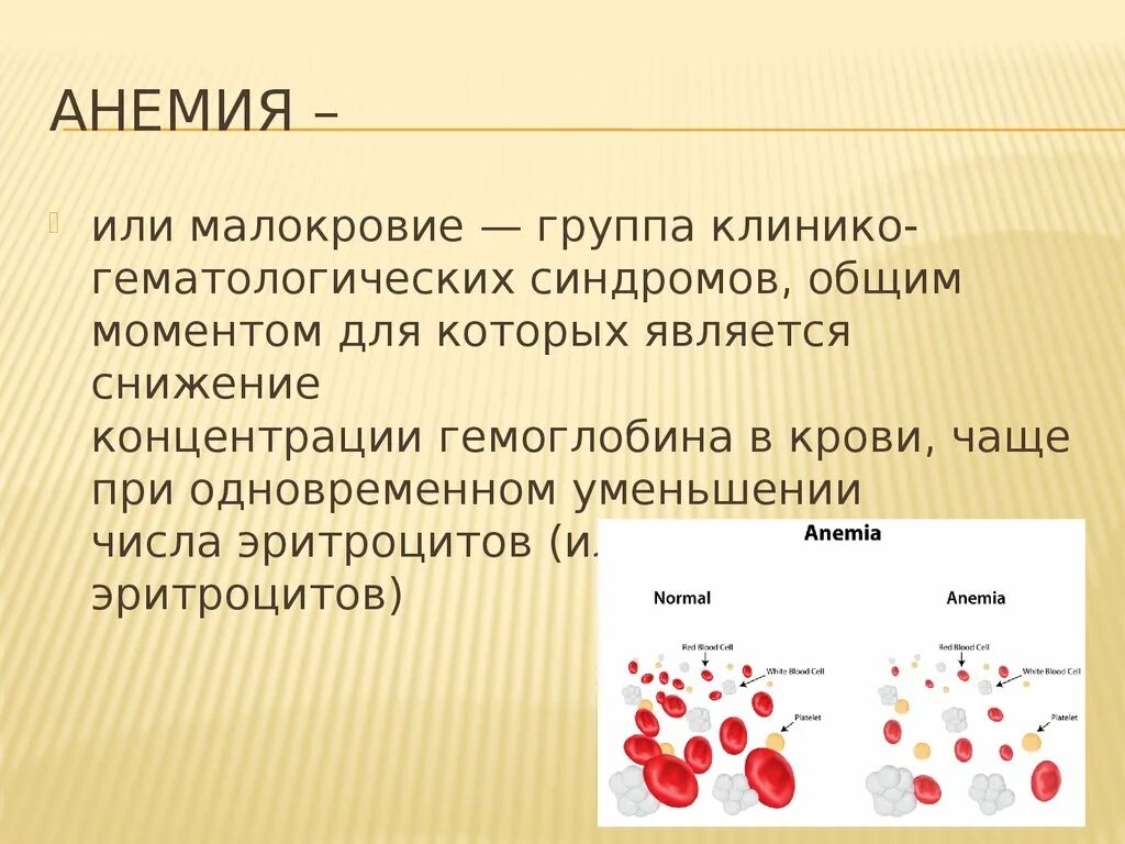 Малокровие презентация. Причины малокровия у человека