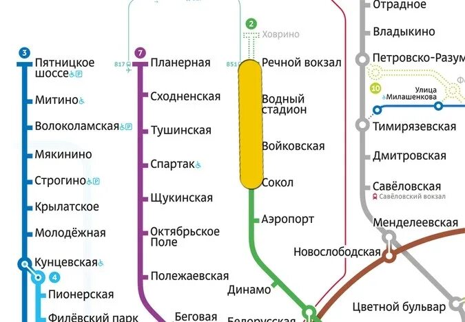 Какая ветка зеленая. Водный стадион станция метро Москва цвет ветки. Станция метро Речной вокзал на карте метро. Речной вокзал ветка метро цвет. Метро Ховрино на схеме.