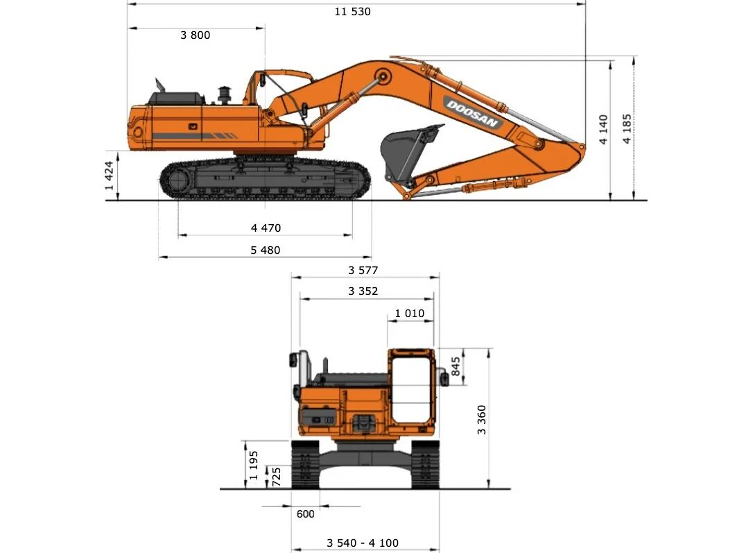 Габариты гусеничного экскаватора. Doosan dx360lca-7m. Doosan dx530lc-7m. Doosan 420 экскаватор. Экскаватор Doosan dx360lca-7m.