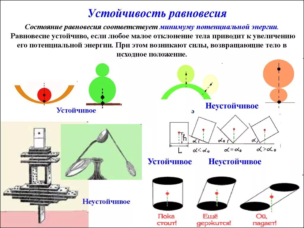 Термины равновесие. Устойчивое равновесие. Динамическое устойчивое равновесие. Устойчивость равновесия физика. Устойчивое равновесие тела примеры.