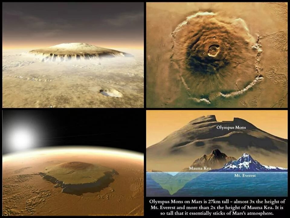 Олимп гора на Марсе и Эверест. Olympus Mons и Эверест. Высота Олимпа на Марсе. Вулкан Олимп на Марсе.