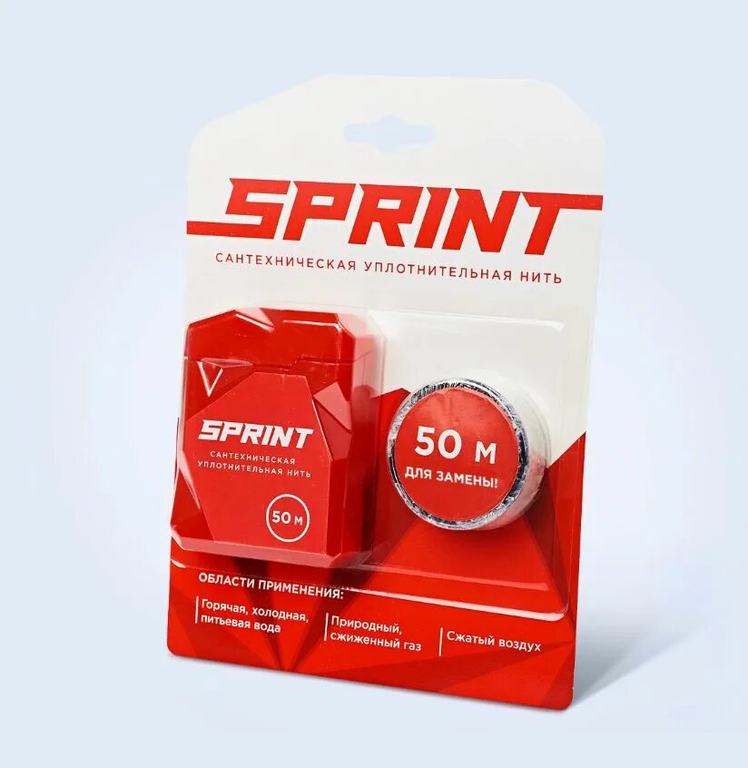 Нить sprint 50 м. Нить &quot;sprint&quot; 50 м, бокс блистер. 50м. нить уплотнит. (50 м. бокс + 50м. катушка) блистер 04061 sprint. уплотнительная нить sprint 50 м бокс, блистер 100шт. уплотнительная нить sprint 50м бокс блистер 61011.