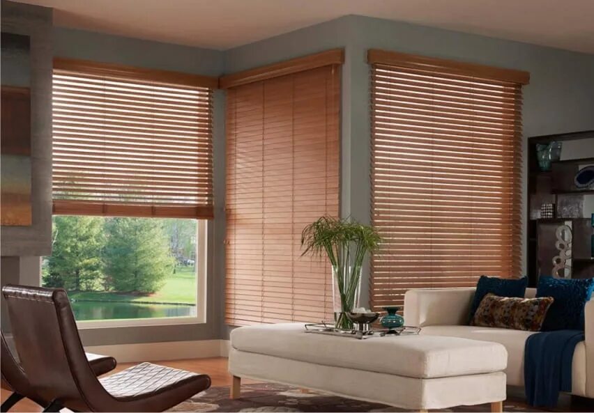 CUSTOM WOOD & FAUX BLINDS Living room windows, Window treatments living room, Li