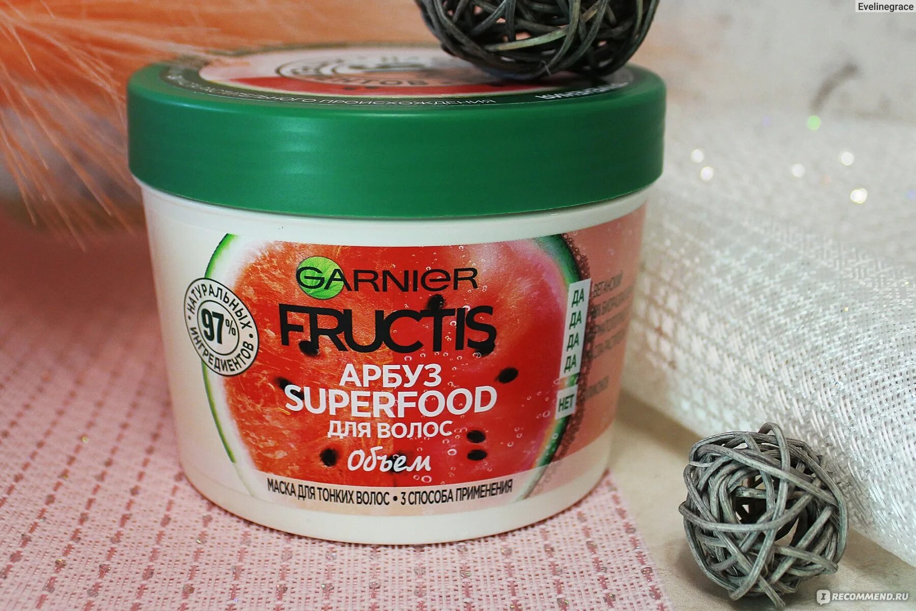 Маска для волос garnier fructis. Garnier Fructis Superfood Арбуз. Fructis Superfood Арбуз маска. Garnier Fructis Superfood Арбуз маска для волос 3в1, объем, для тонких волос, 390 мл. Garnier Fructis маска д/волос 390 мл Superfood Арбуз.