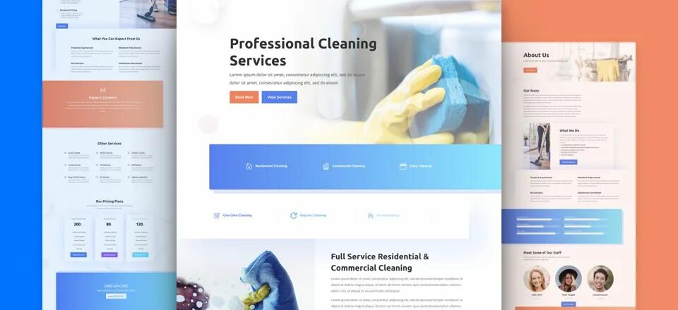 Cleaning services website. Divi about Company пример оформления. Com service сайт