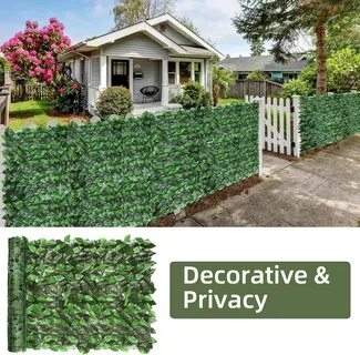 Faux Ivy Hedge Leaf & Vine Privacy Fence Wall Screen Peach Leaf Privacy ...