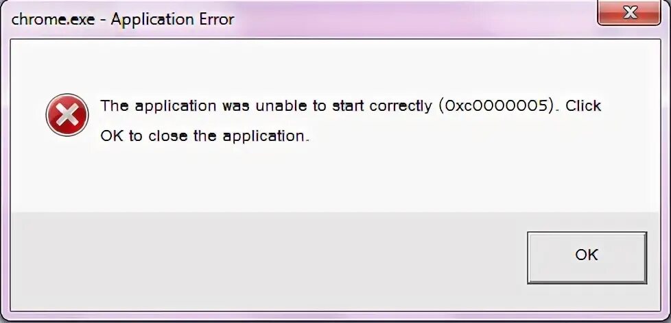 The application was unable. Unable to start application.