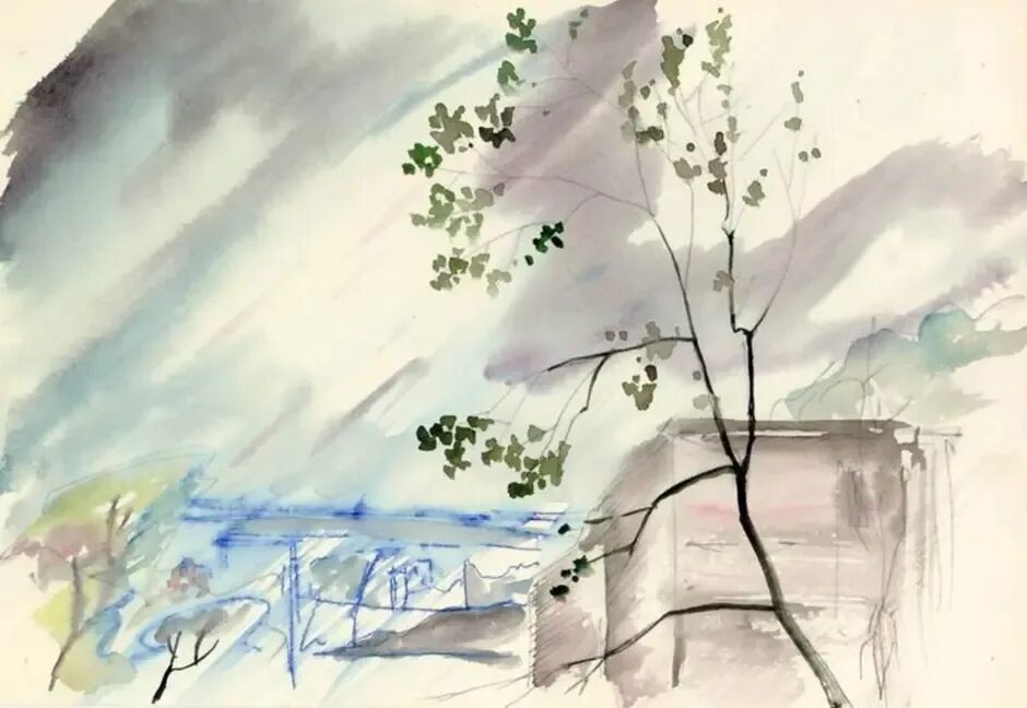 Пейзаж с ветром. Графический пейзаж. Акварель владимира тупоршина пейзажи города. Дождливый пейзаж. Рисуем непогоду.