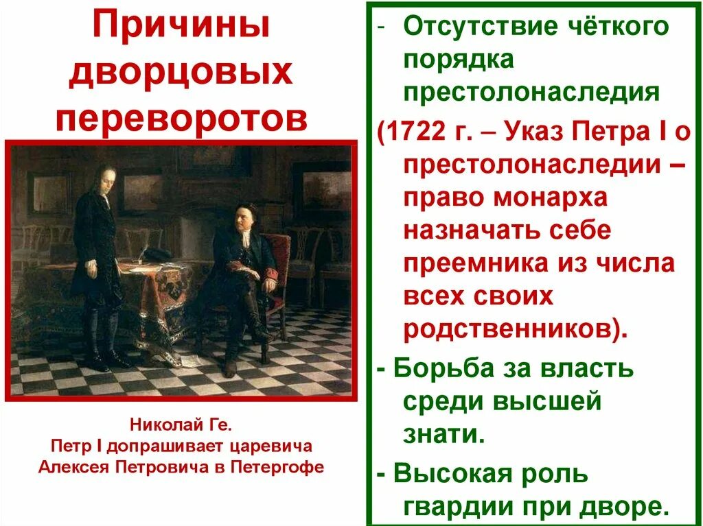 Главной причиной частоты и легкости дворцовых. Причины дворцовых переворотов. Причины эпохи дворцовых переворотов. Предпосылки эпохи дворцовых переворотов. Причины дворцового переворота Петра 1.