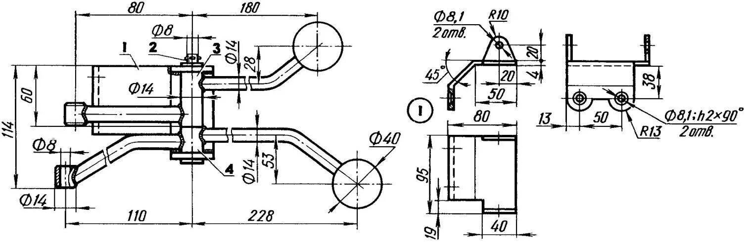 Мотоциклетный прицеп (иа виде сверху кузов условно не показан) Diagram, Floor pl