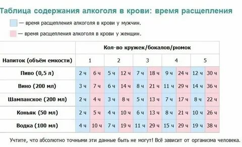 Шампанское выводится из организма время