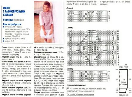 Вязание спицами безрукавки схема описание