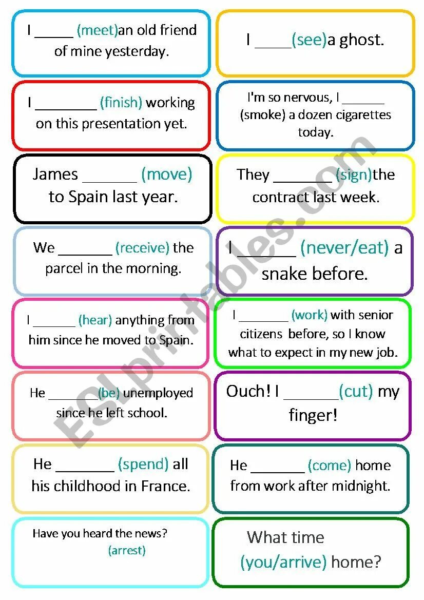 Present perfect past simple speaking Cards. Past simple vs present perfect speaking Cards. Present perfect past simple speaking. Present perfect vs past simple speaking. Present perfect vs past simple worksheet