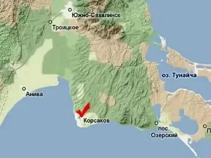 Корсаков на карте