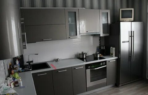 Серая кухня металлик