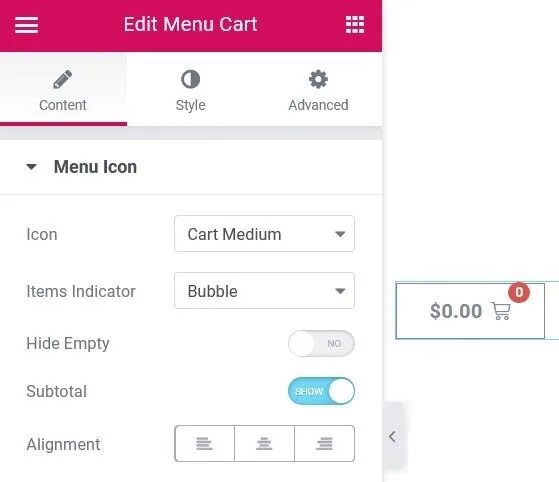 Elementor menu. Elementor menu cart. карусель товаров elementor.