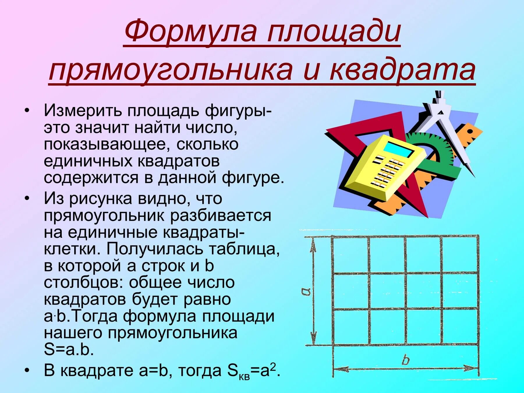 Математика 3 класс тема площадь. Формула измерения площади прямоугольника. формулы измерения площади 3 класс. площадь фигуры прямоугольника. измерение площади квадрата.