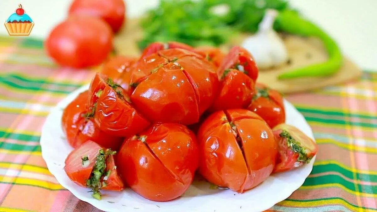 Рецепт быстрых красных помидоров
