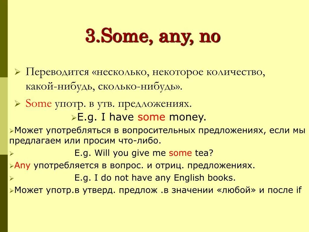 Использование some. Правописание some any. когда ставится some any. some any no правило употребления. any some правила употребления.