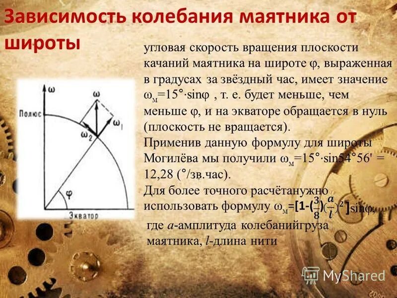 Зависит колебания маятника. Зависит колебания маятника