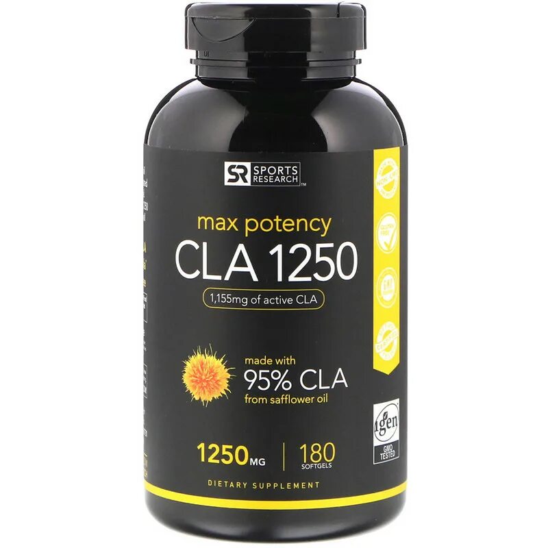 Sport research. CLA 1250 Max Potency. Nutrition, CLA 1250, 180 Softgels. CLA 1250 айхерб. San Pure CLA 1250 (18 капс.).