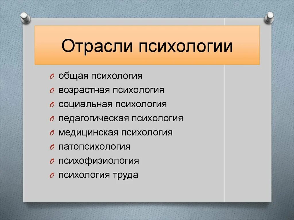 Какие отрасли психологии