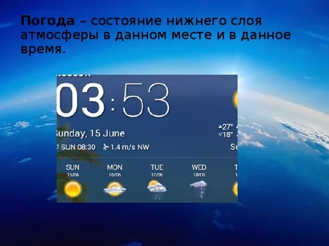 Состояние нижнего слоя атмосферы в данном месте