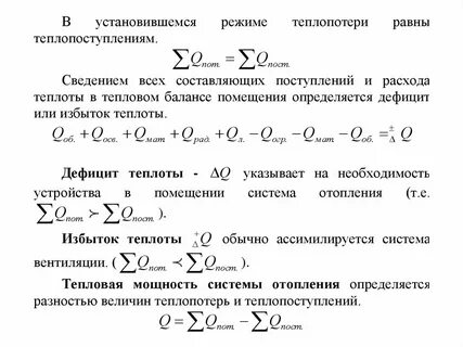 Избытки теплоты