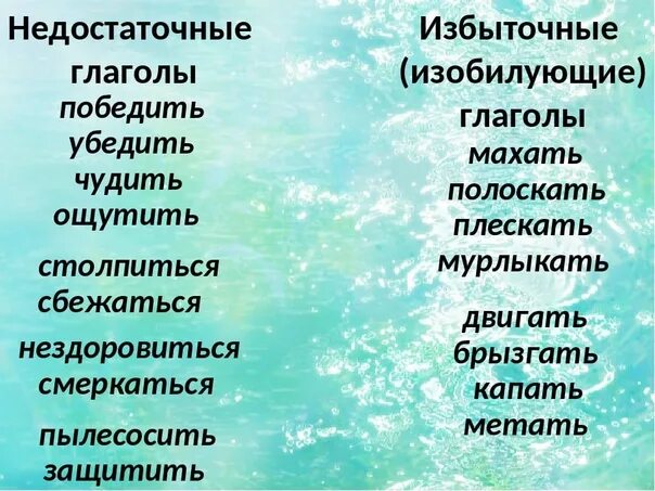 Какие глаголы не образуют форму 1 лица. Недостаточные глаголы. Недостаточные и изобилующие глаголы. Избыточные глаголы. Недостаточные глаголы список.