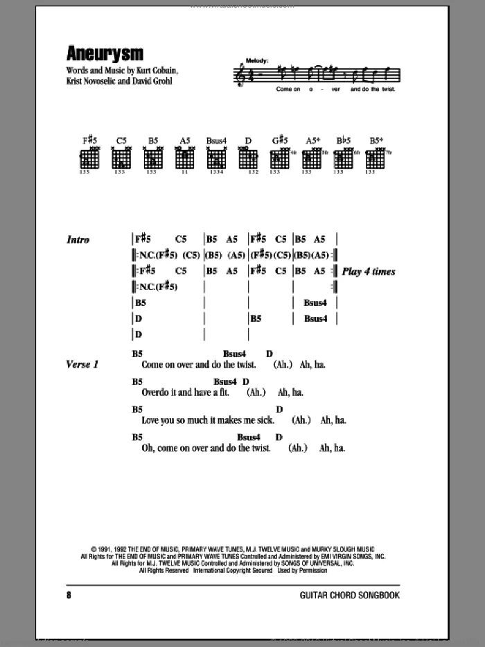 Аккорды Курт Кобейн. Aneurysm Nirvana аккорды. Нирвана Aneurysm. Aneurysm Nirvana Chords. Nirvana aneurysm