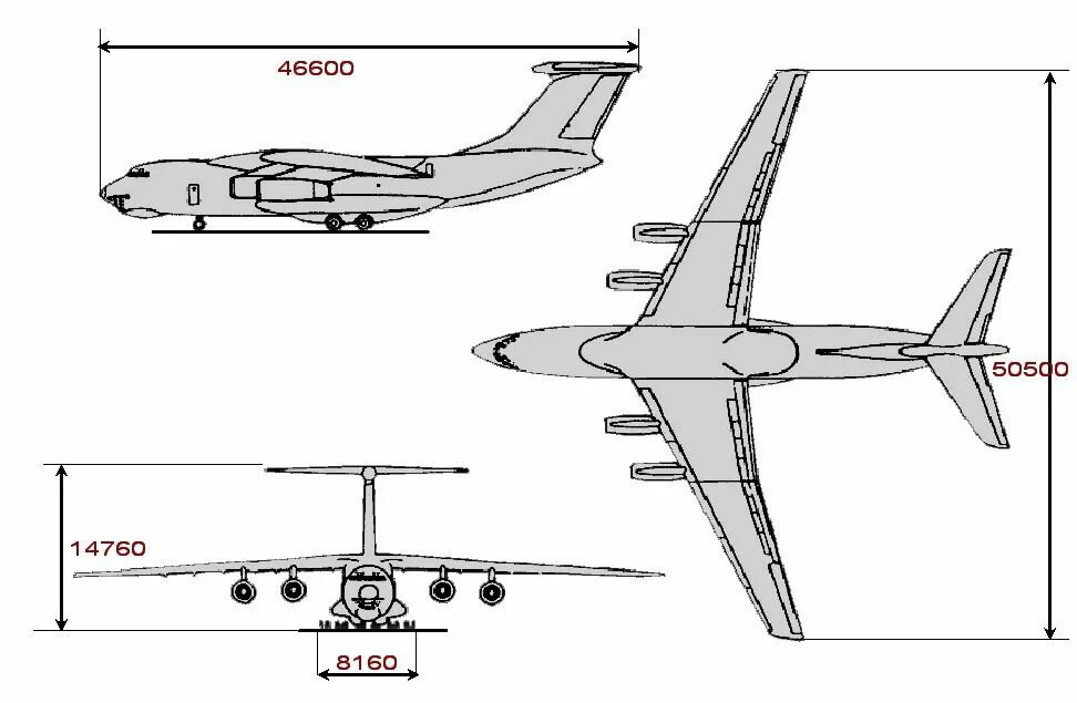 Длина самолета ил